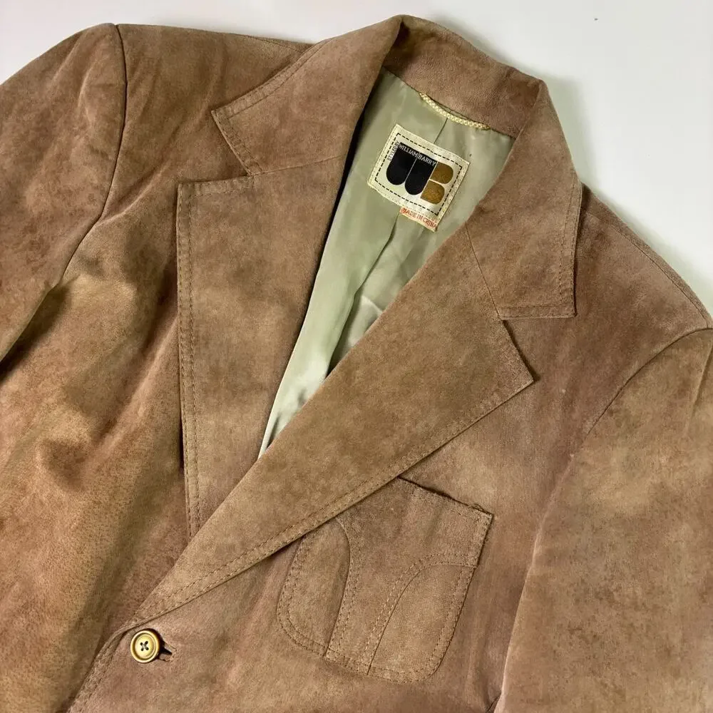 Vintage 70's William Barry Western Suede Leather Blazer Men's 46 Cowboy Jacket